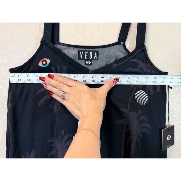 NWT Veda "Tropical" Long Flowing Nirvana Maxi Dark Cottagecore Dress Women's M - Picture 12 of 13